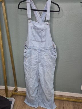 Jessica Simpson Pale Blue Cropped Denim Overalls